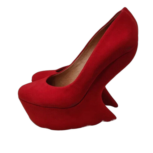 Red Vintage Y2K suede platform Pump by Aldo sz 8.5 - Picture 1 of 11